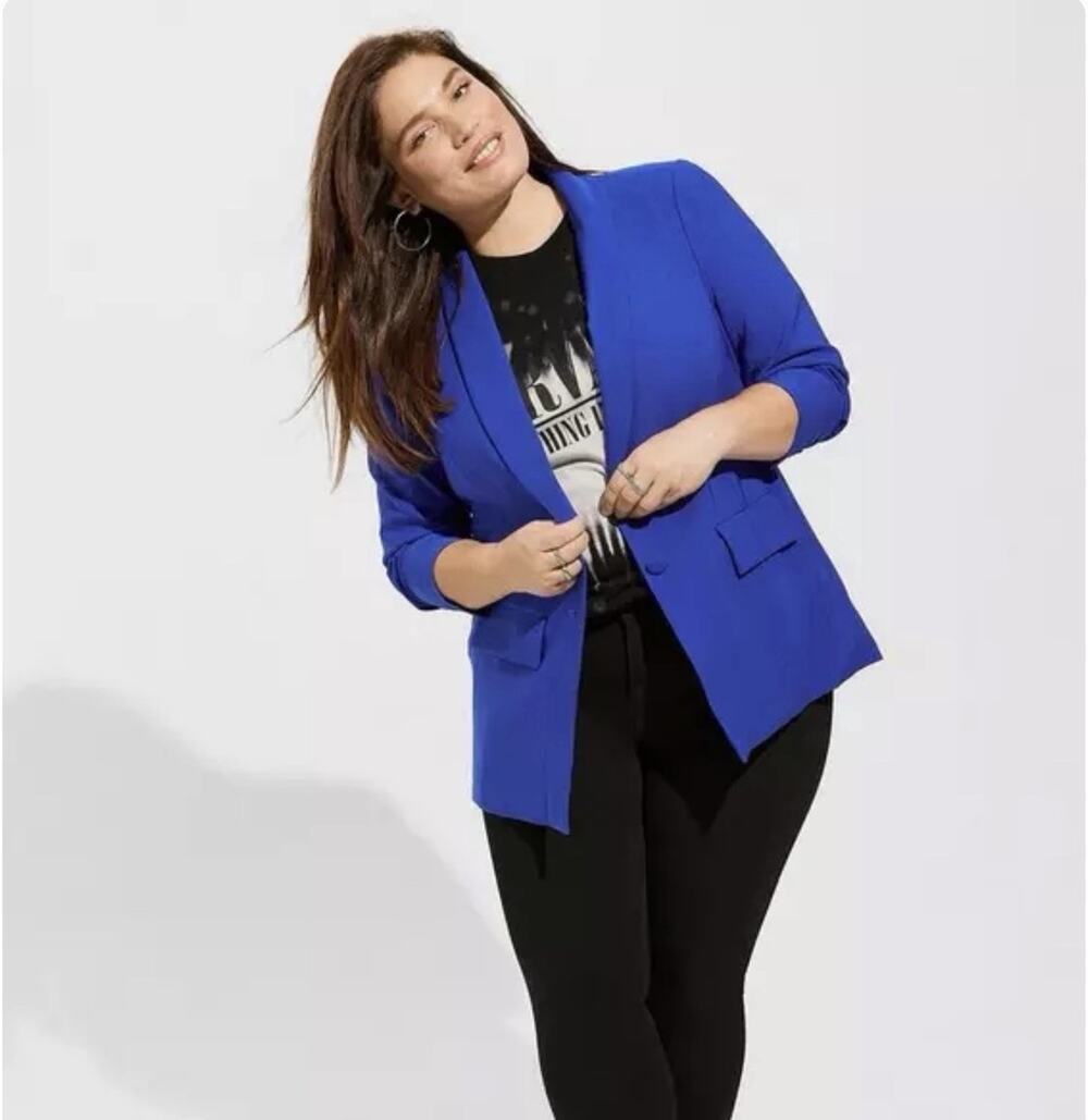 Torrid Soho Studio Refined Crepe Blazer Electric Blue 2X